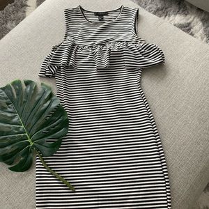 Black and white striped mini dress